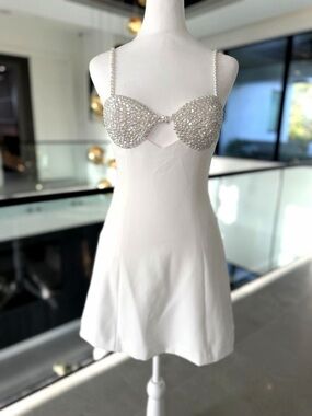 Gianni Bini White Dress with Sequin Strap Accents